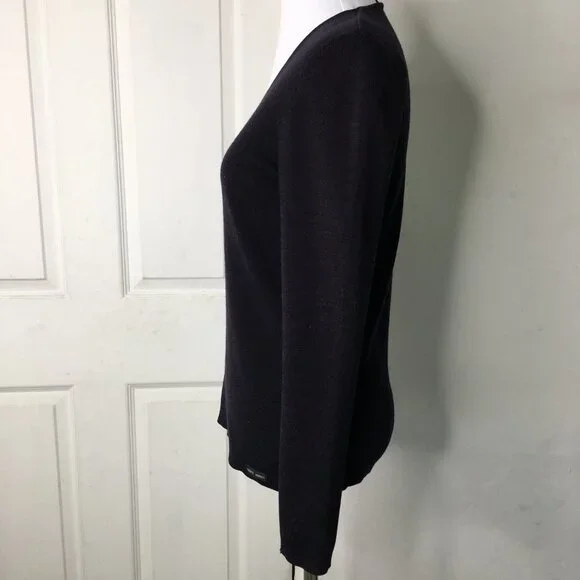 Saint James Women's V Neck Blue Black Long Sleeve Knit Shirt Size Medium - Picture 4 of 15